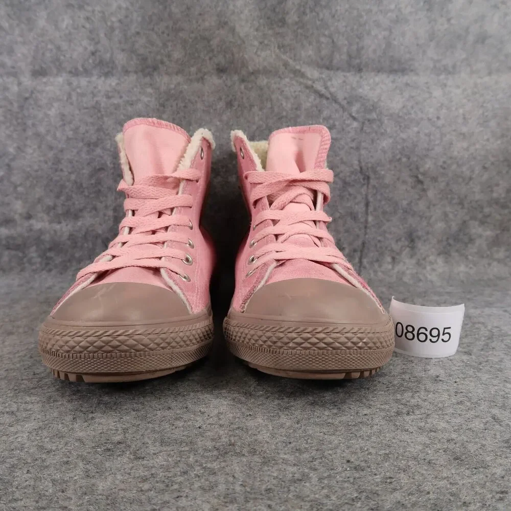 Converse Shoes Kids 6 Sneakers Chuck Taylor All Star Leather Faux Fur Pink Brown